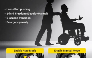 Velana Roam foldable power wheelchair — view